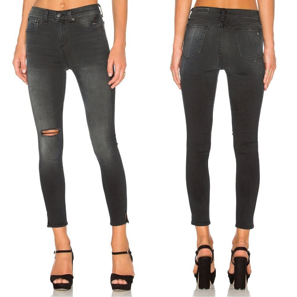 Rag & Bone Capri Skinny Cropped Distressed Steele Jeans Size 25''
